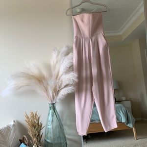 Beautiful fitted light pink jump suite with wide legs